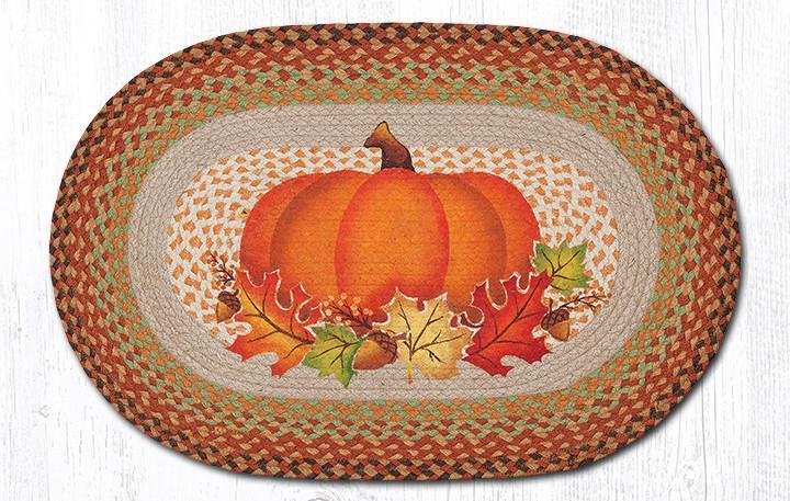 Pumpkin Leaf oval braided jute fall rug
