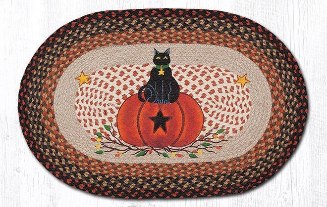 Pumpkin Oval Rugs - Handwoven with 100% Natural Jute and Hand-Stenciled | Farmhouse World