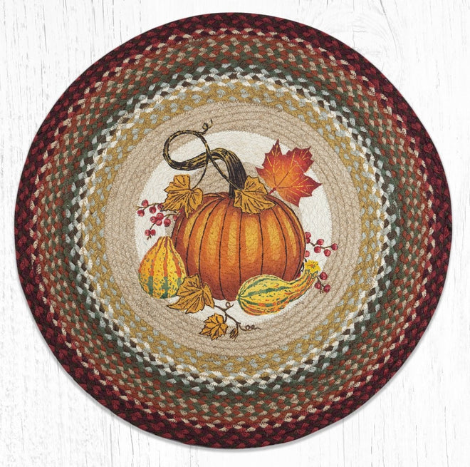 Pumpkin Round Rugs - Handwoven with 100% Natural Jute and Hand-Stenciled | Farmhouse World