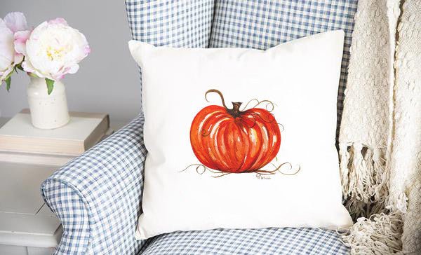 Pumpkin Watercolor Pillow Cover - Original Art | Farmhouse World