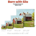 Red Country Barn with Silo Gallery Wrapped Canvas Art - 5" to 48" Sizes | Farmhouse World