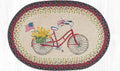 Retro Bicycle with Flag Patriotic Kitchen Rug - Handwoven with 100% Natural Jute and Hand Stenciled | Farmhouse World