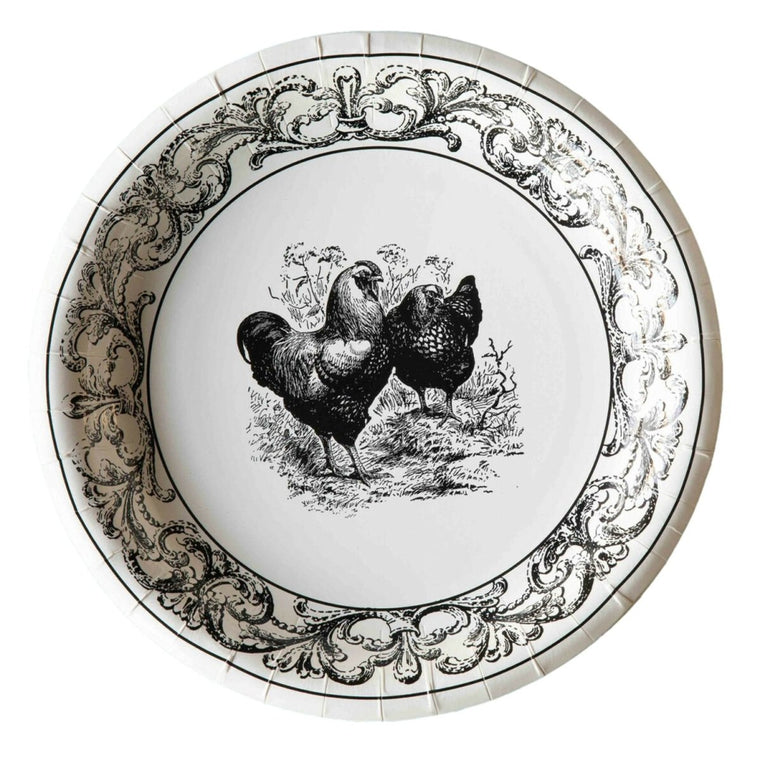 Rooster Paper Plates - 10" Dinner - 16 Pack | Farmhouse World