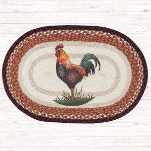 Rustic Rooster Braided Oval Rug | Farmhouse World