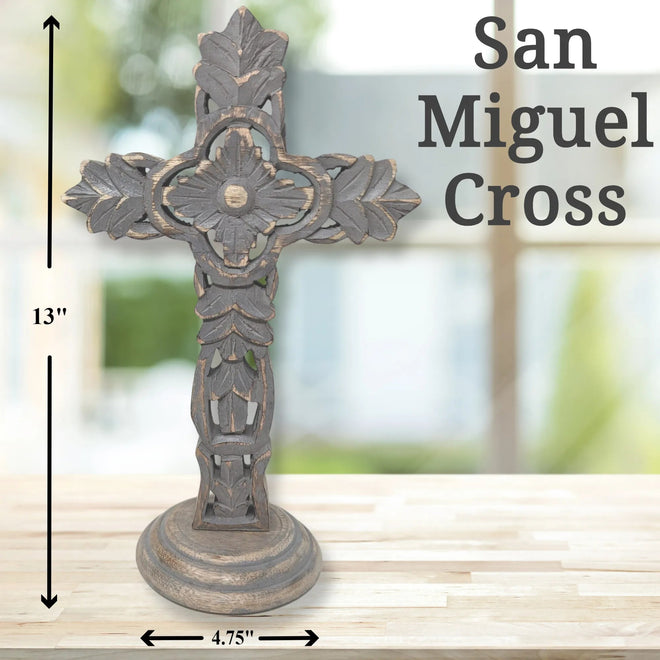 Rustic Tabletop Wooden Cross - San Miguel | Farmhouse World