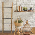 Towel Ladder Rack Wooden | Modern Farmhouse Blanket Ladder with Stainless Steel Rungs - 5 ft | Farmhouse World