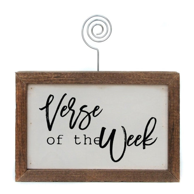 "Verse of the Week" 6x4 Rustic Wood Sign with Wire Picture/Verse Holder | Farmhouse World