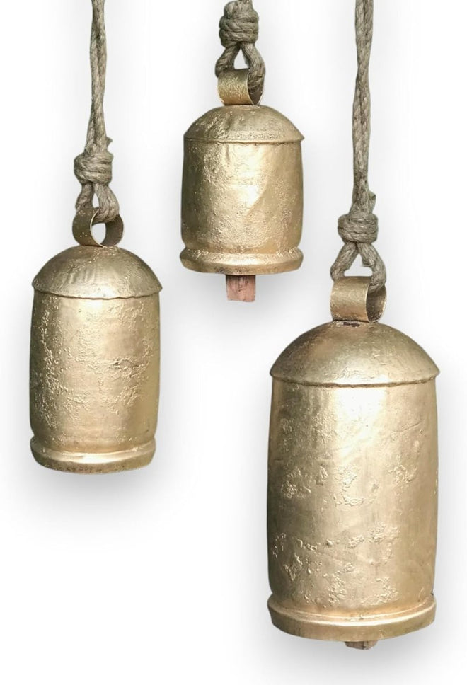 Vintage Gold Bells Set of 3 | Farmhouse World