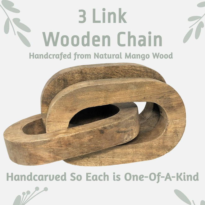 Wooden Chain Link Decor - Carved from Solid Wood and Great for Table or Desk Decor | Farmhouse World