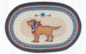 Yellow Lab Dog Patriotic Kitchen Rug - Handwoven with 100% Natural Jute and Hand Stenciled | Farmhouse World